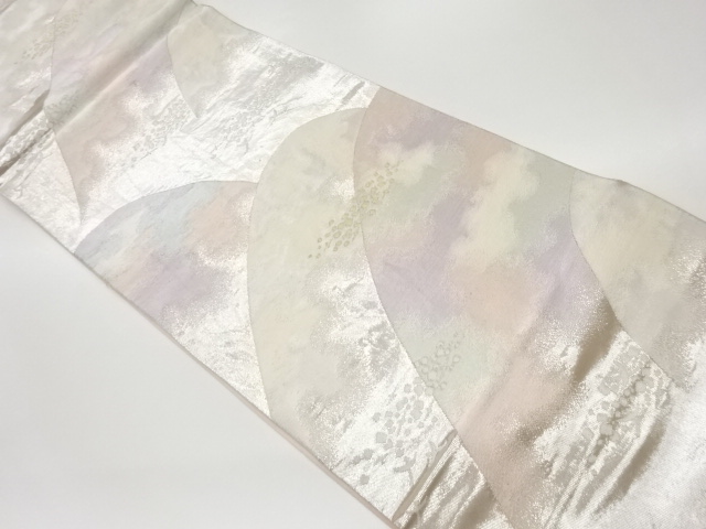 山に抽象鳥模様織出し袋帯